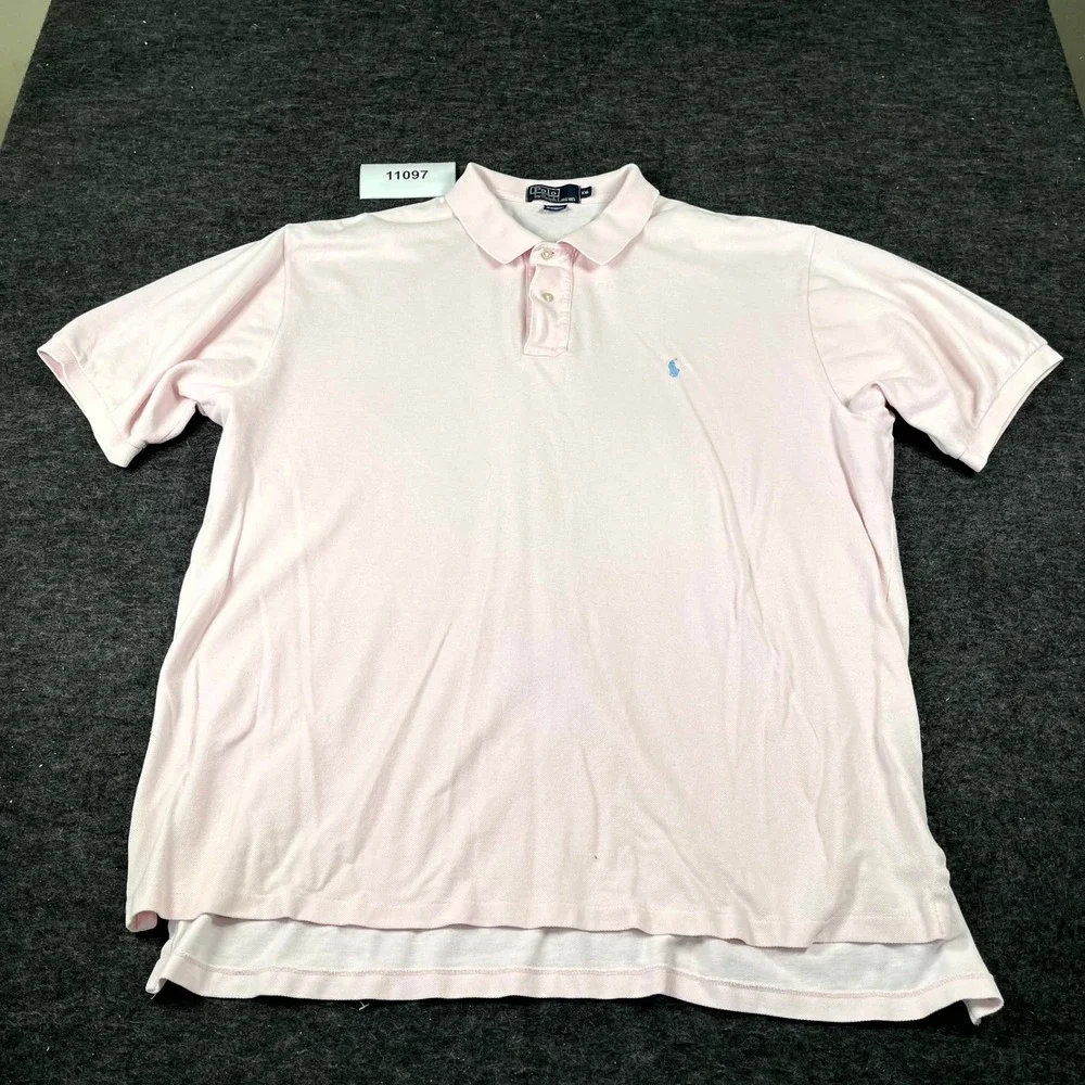 Vintage Polo Ralph Lauren Polo Shirt Mens 2XL Pink Cotton Side Slit Golf